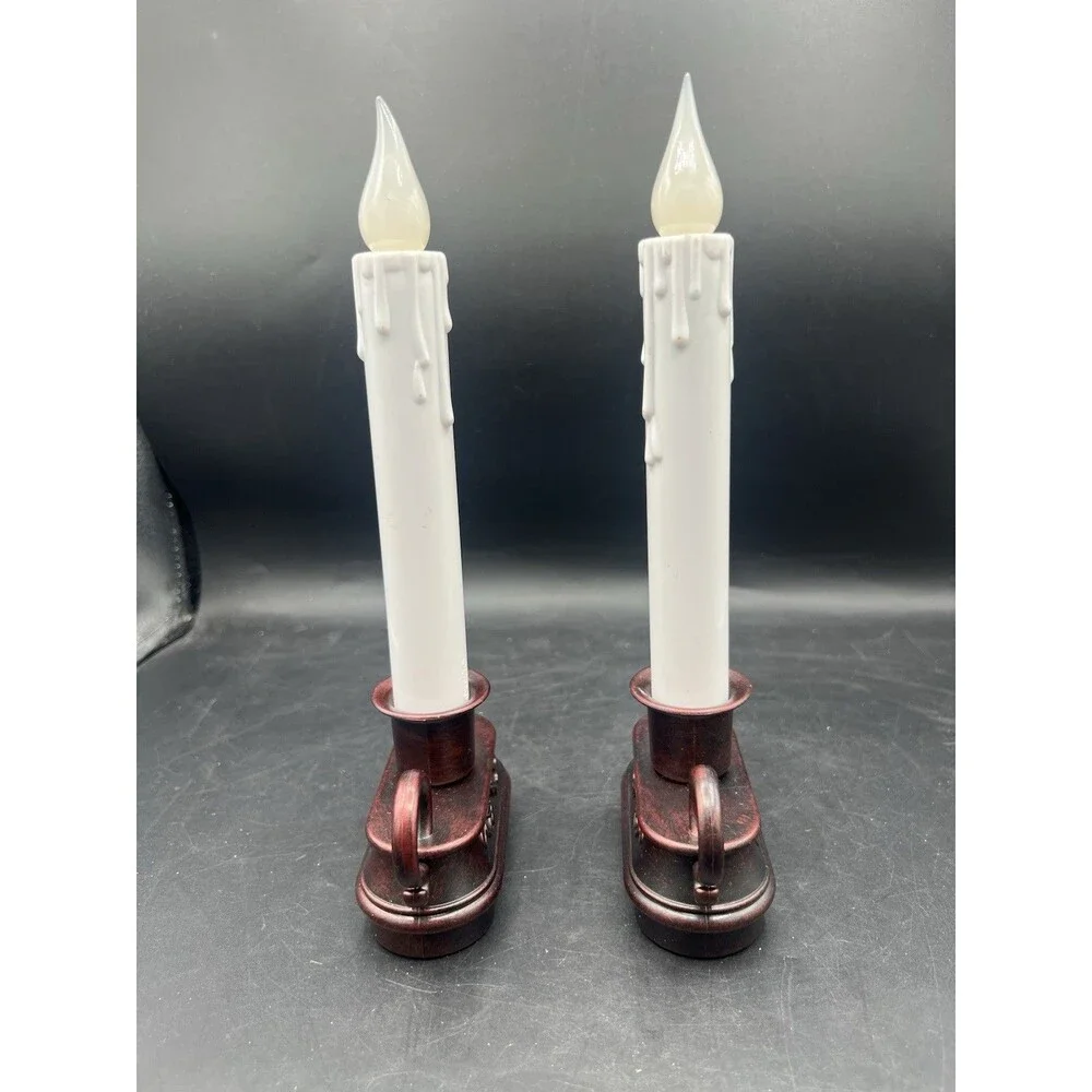 GE Flickering Window Candles Set of 2 Battery Operated Flameless LED 10” White
